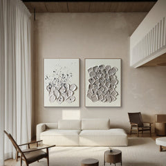 Modern Minimalist Wall Art Set of 2 for Living Room or Bedroom, Simple Abstract Design in Neutral Tones – Clue Art #657