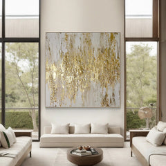 Elegant Abstract Gold and White Wall Art for Modern Living Room Decor – Clue Art #137