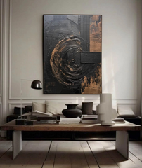 Textured Black Wabi-Sabi Wall Art Luxury Modern Canvas for Living Room, Bedroom, and Office Décor – Clue Art #293