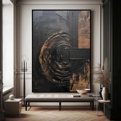 Wabi Sabi Textured Black Wall Art