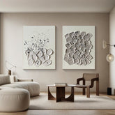 Modern Minimalist Wall Art Set of 2 for Living Room or Bedroom, Simple Abstract Design in Neutral Tones – Clue Art #657