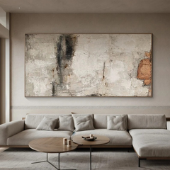 Large Beige Abstract Painting - Wabi Sabi Style Canvas Art