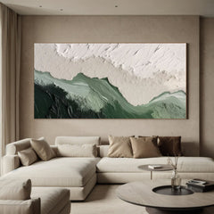 Emerald Peaks - Green & White Mountain Textured Wall Art for Bedroom Home Decor – Clue Art #277