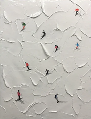 Winter Skiing Adventure Textured Wall Art for Living Room, Bedroom Home Decor – Clue Art #387