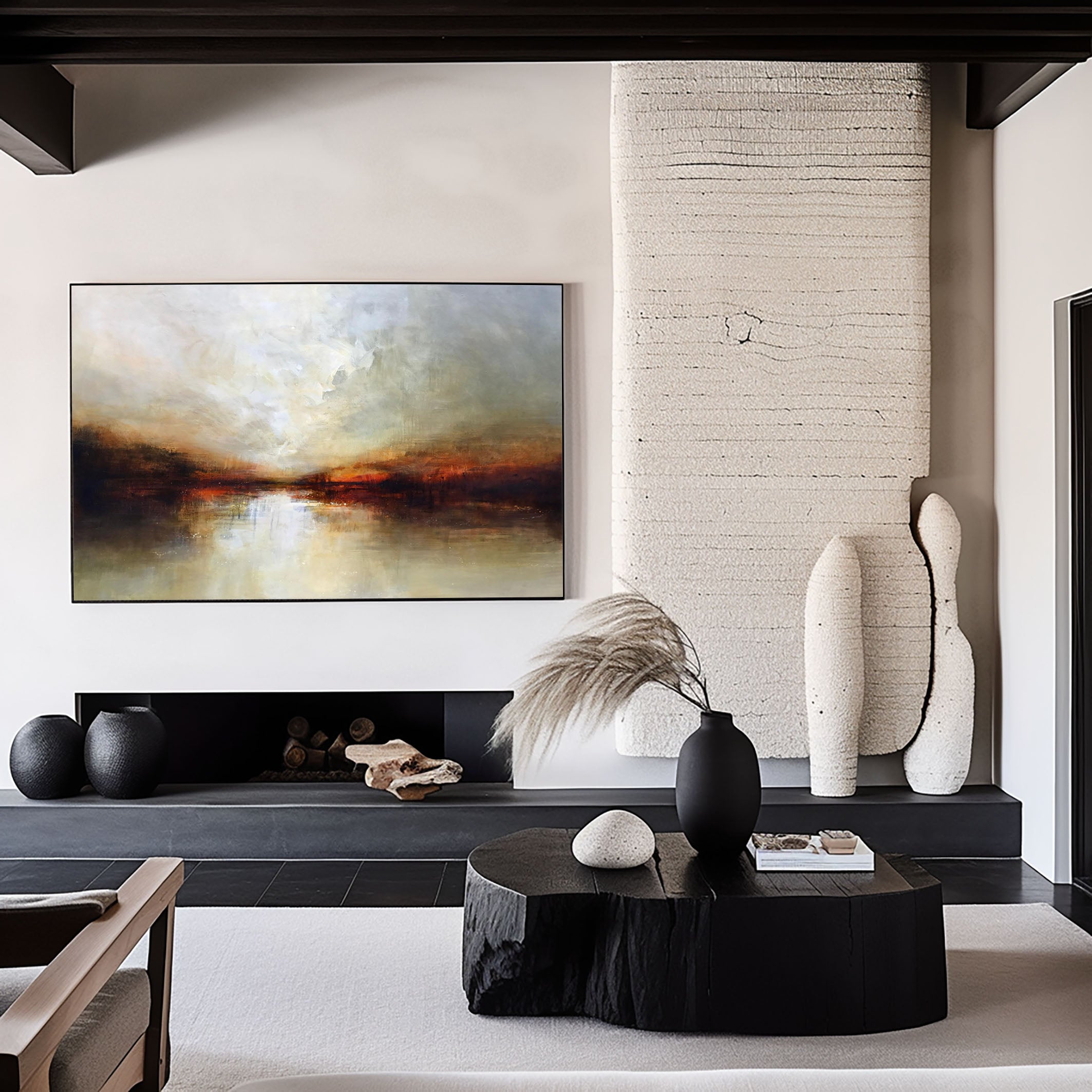 Majestic Sunset Abstract Landscape Wall Art – Modern Textured Wall Art for Living Room, Bedroom, Office Décor – Clue Art #487