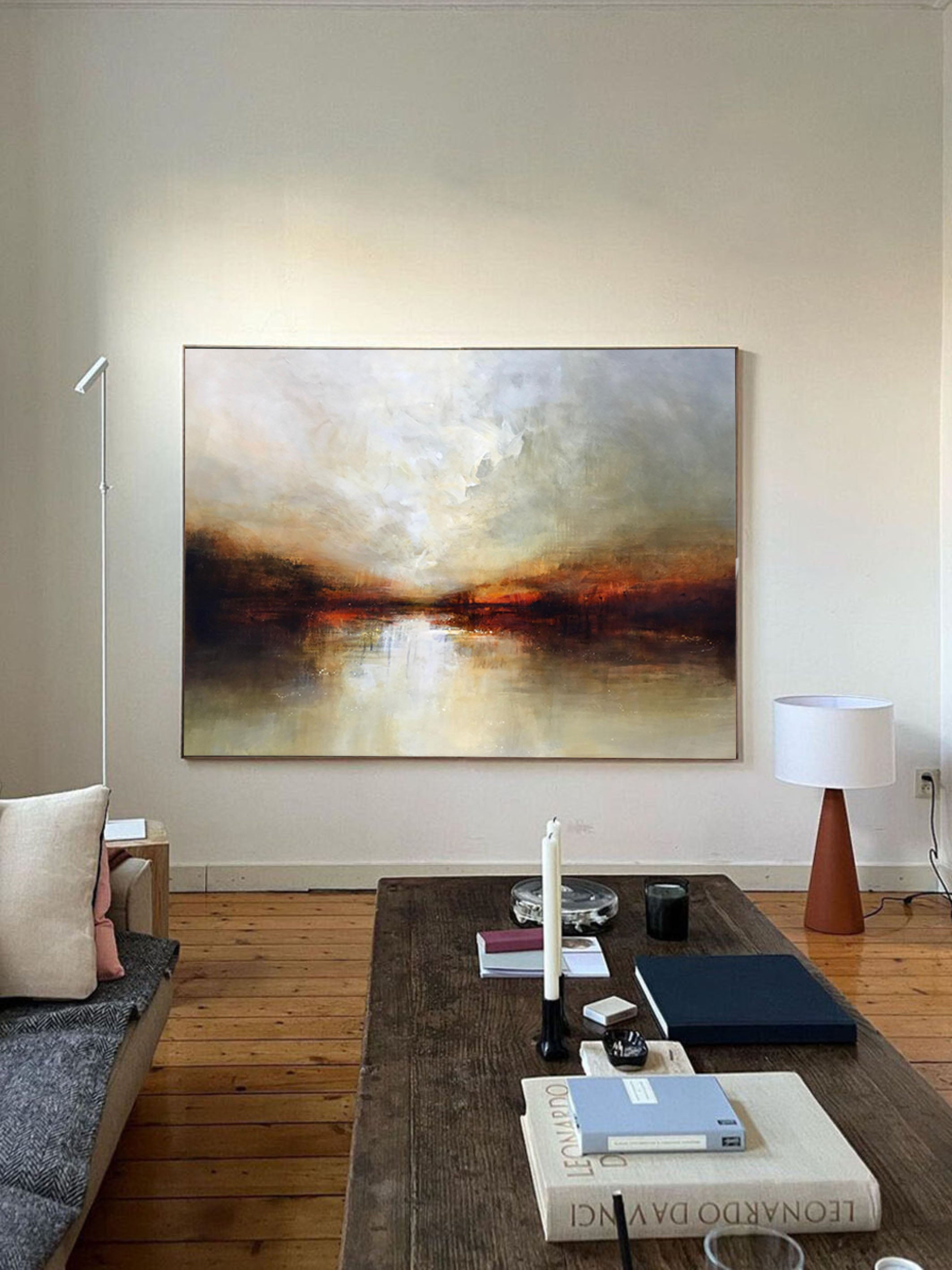Majestic Sunset Abstract Landscape Wall Art – Modern Textured Wall Art for Living Room, Bedroom, Office Décor – Clue Art #487