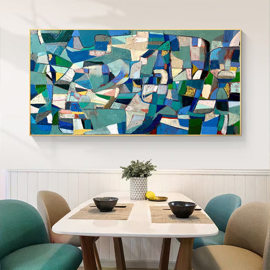 Mid-Century Modern Inspired Abstract Painting Minimalist Canvas Wall Art for Living Room, Bedroom, and Office Décor – Clue Art #235