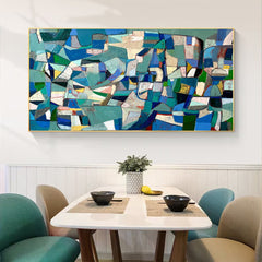 Mid-Century Modern Inspired Abstract Painting Minimalist Canvas Wall Art for Living Room, Bedroom, and Office Décor – Clue Art #235