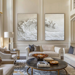 Marine Majesty Large Wall Art Set, Majestic Ocean Wave Canvas for Modern Coastal Interiors – Clue Art #520