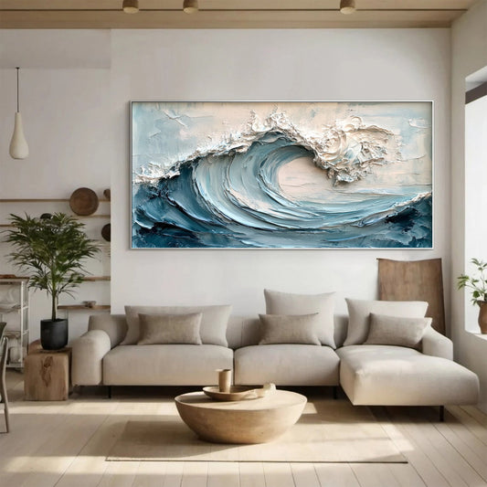 Elegant Textured Ocean Wave Abstract Canvas Wall Art for Living Room, Bedroom, Office Décor  – Clue Art #314