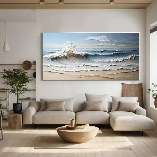 Majestic Ocean Wave Textured Abstract Canvas Wall Art for Living Room, Bedroom – Clue Art #154