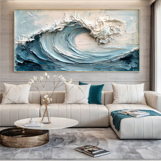 Elegant Textured Ocean Wave Abstract Canvas Wall Art for Living Room, Bedroom, Office Décor  – Clue Art #314