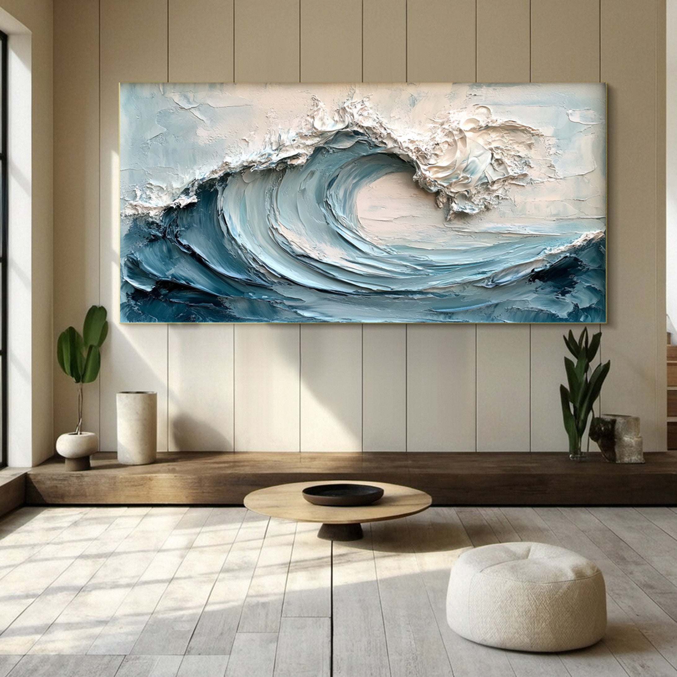 Elegant Textured Ocean Wave Abstract Canvas Wall Art for Living Room, Bedroom, Office Décor  – Clue Art #314