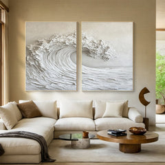 Marine Majesty Large Wall Art Set, Majestic Ocean Wave Canvas for Modern Coastal Interiors – Clue Art #520