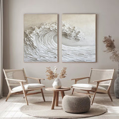 Marine Majesty Large Wall Art Set, Majestic Ocean Wave Canvas for Modern Coastal Interiors – Clue Art #520