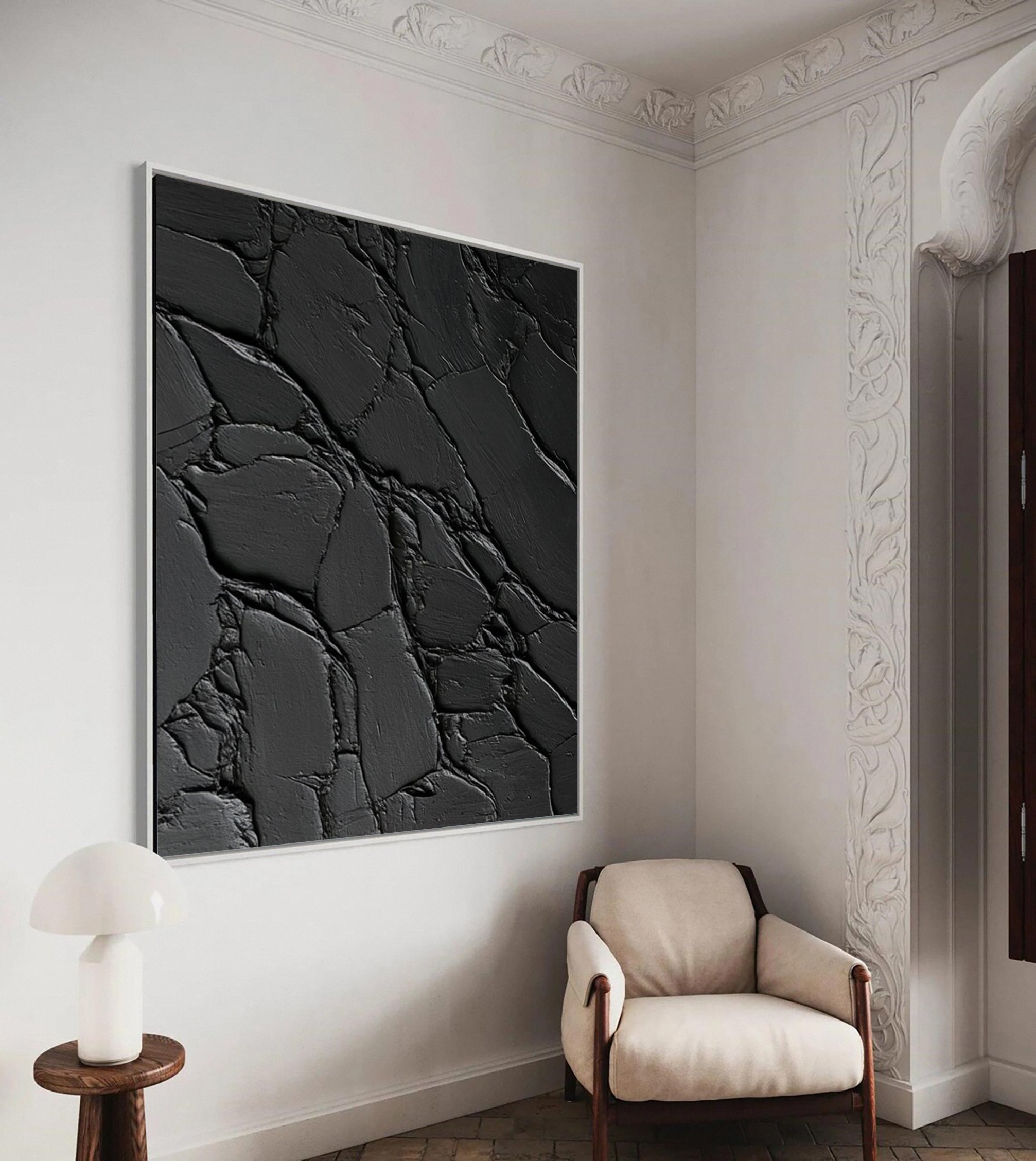 Sleek Elegance Contemporary Large Black Textured Wall Art for Living Room, Bedroom, and Office Décor – Clue Art #189