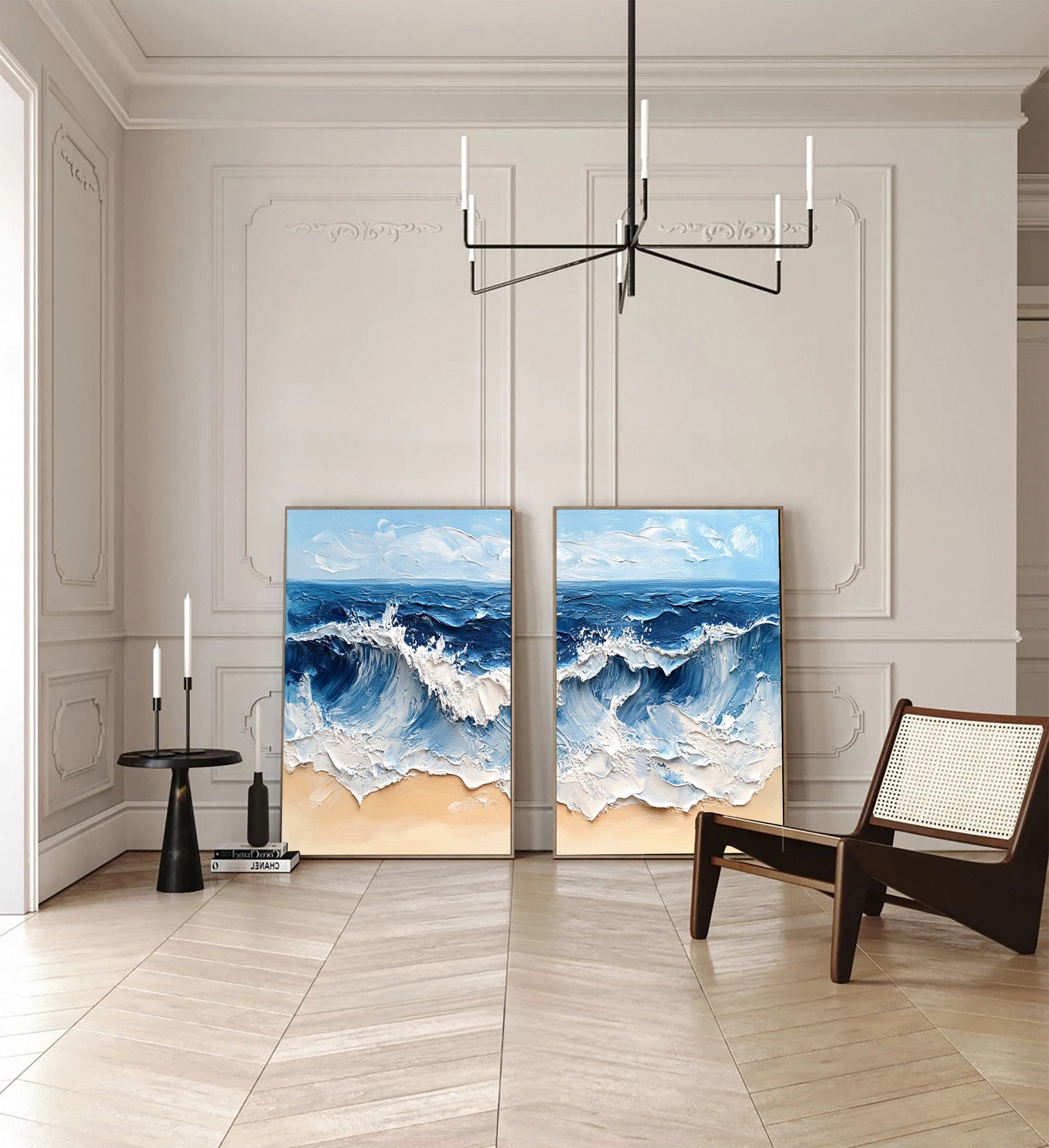 Coastal Tempest Textured Ocean Wave Art Set of 2 – Modern Seascape Wall Decor for Living Room | Clue Art #238