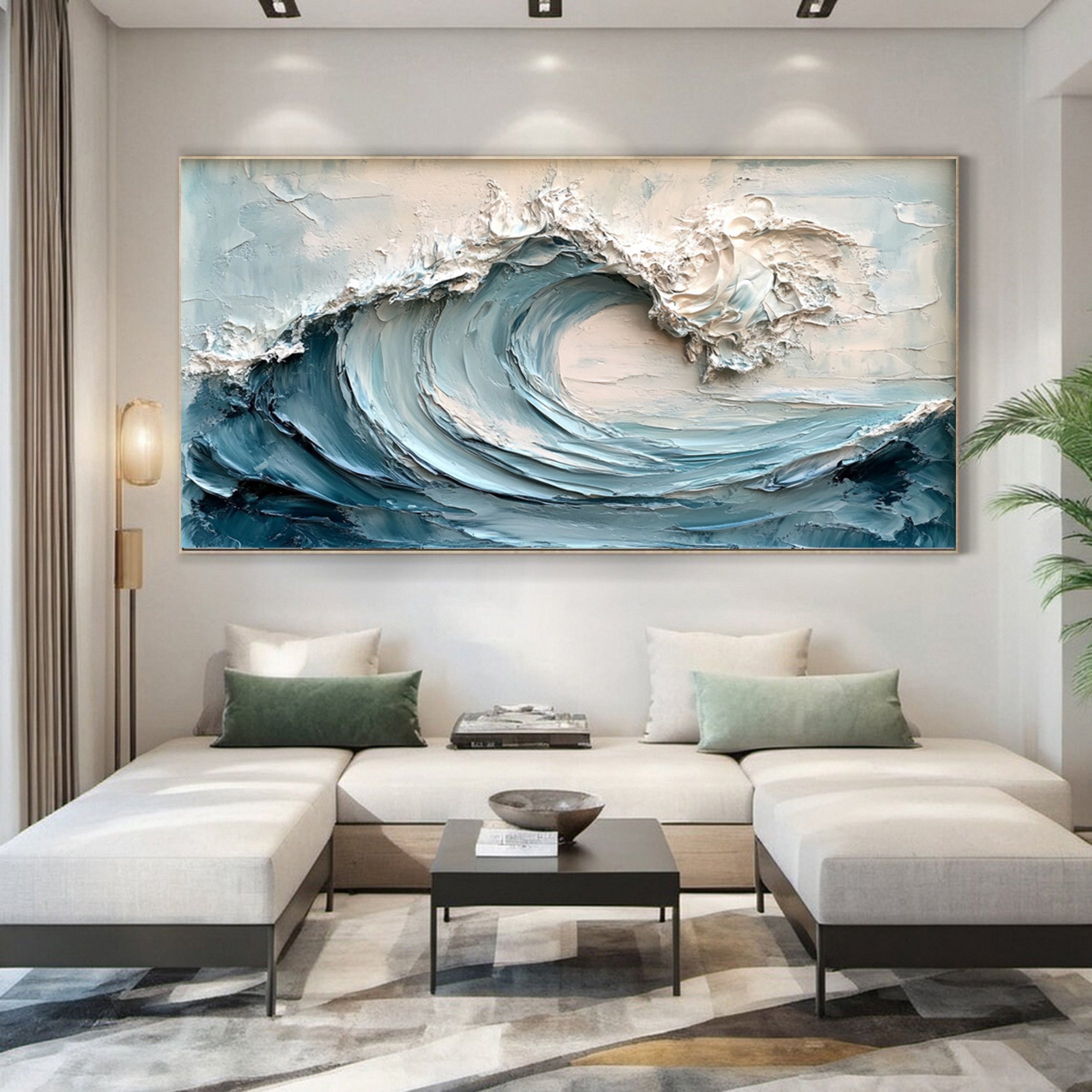 Elegant Textured Ocean Wave Abstract Canvas Wall Art for Living Room, Bedroom, Office Décor  – Clue Art #314