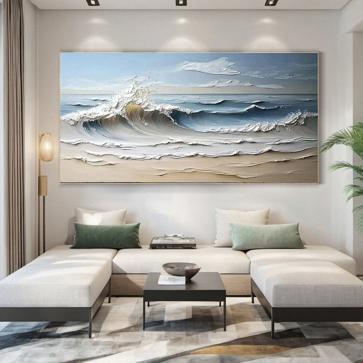 Majestic Ocean Wave Textured Abstract Canvas Wall Art for Living Room, Bedroom – Clue Art #154
