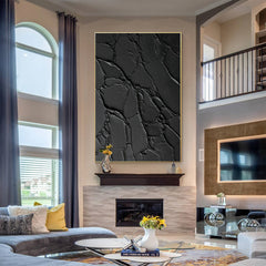 Sleek Elegance Contemporary Large Black Textured Wall Art for Living Room, Bedroom, and Office Décor – Clue Art #189