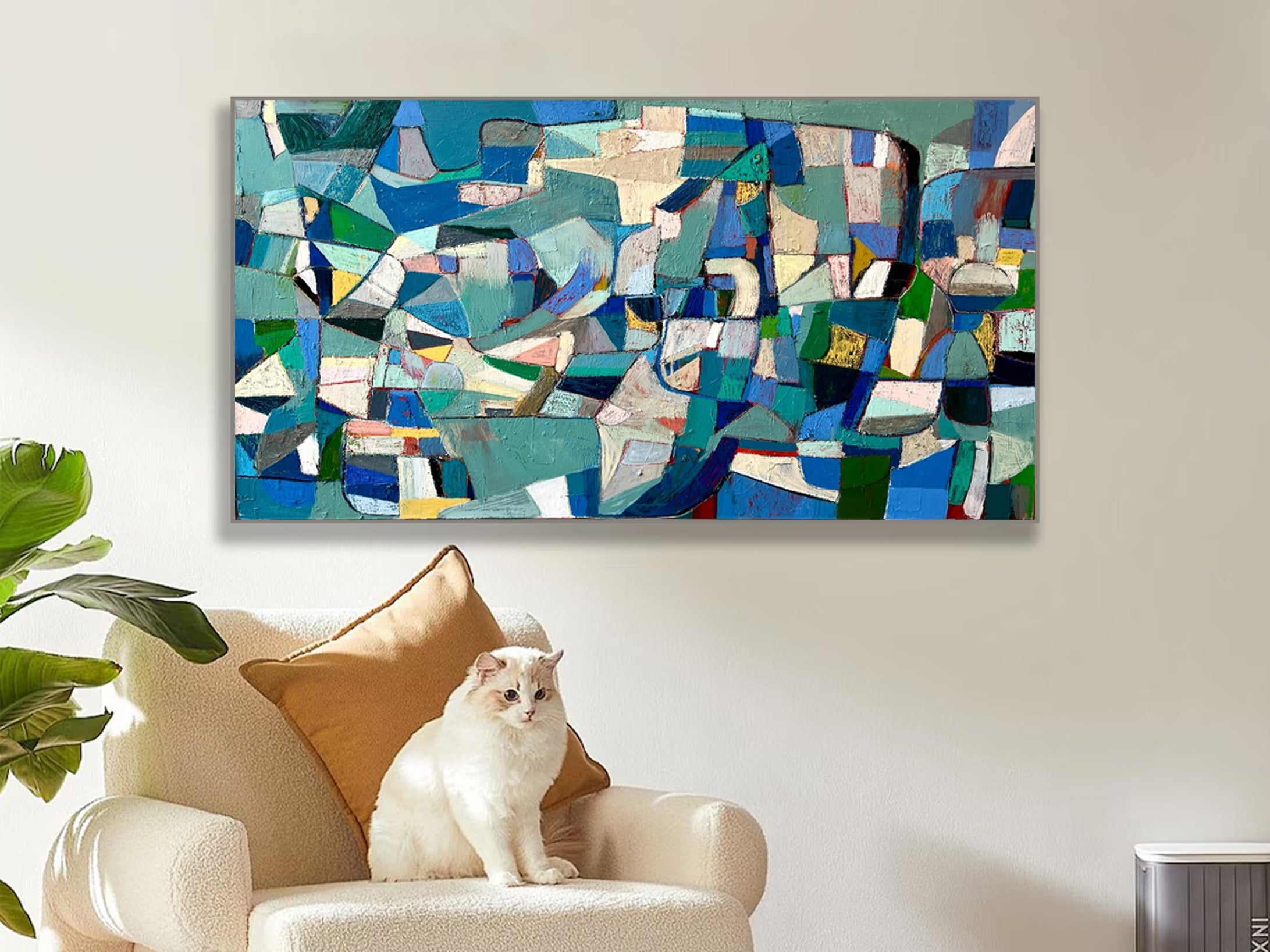 Mid-Century Modern Inspired Abstract Painting Minimalist Canvas Wall Art for Living Room, Bedroom, and Office Décor – Clue Art #235