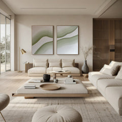 Modern Minimalist Wall Art Set of 2 for Living Room – Simple Abstract Design in Neutral Tones | Clue Art #180