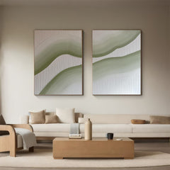 Modern Minimalist Wall Art Set of 2 for Living Room – Simple Abstract Design in Neutral Tones | Clue Art #180