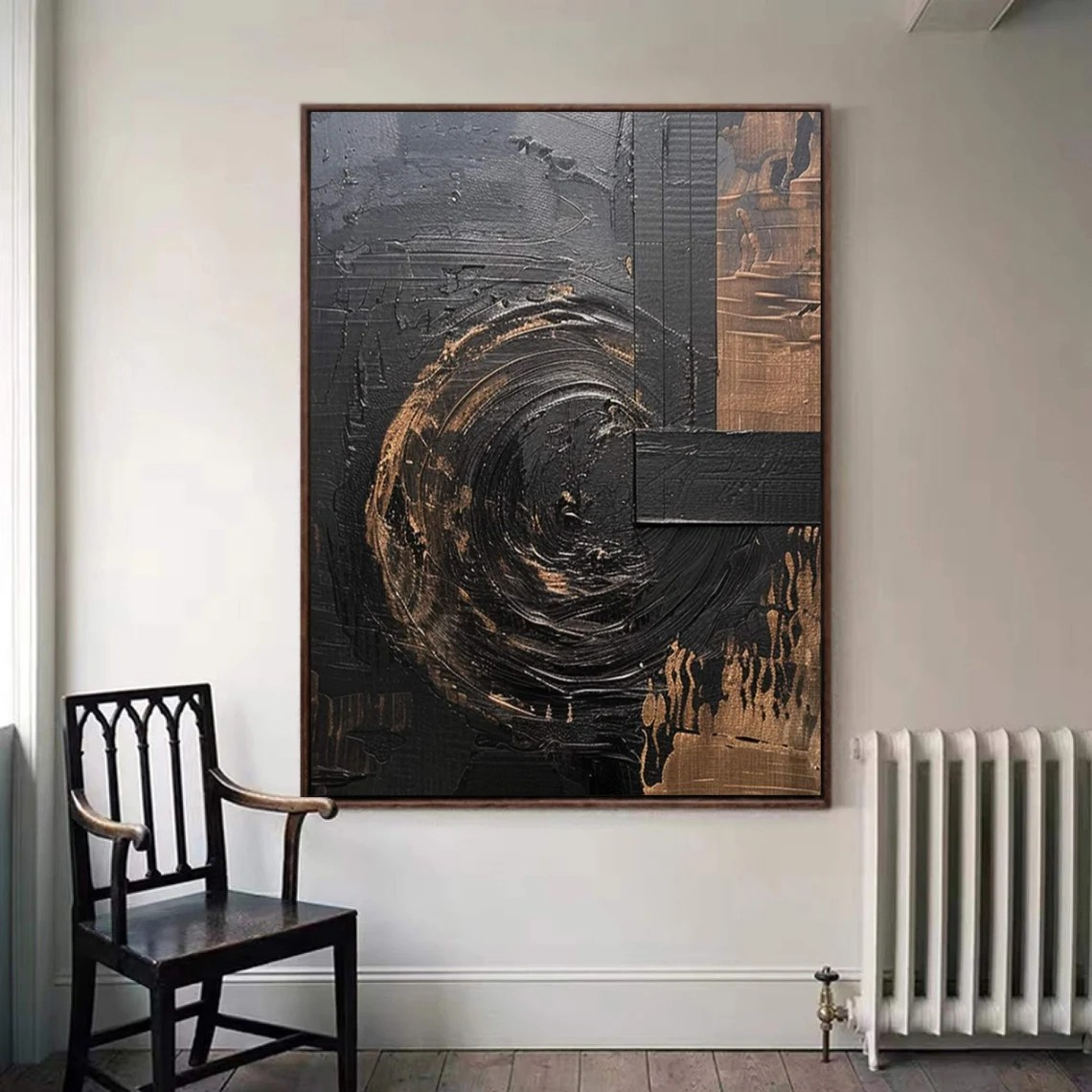 Textured Black Wabi-Sabi Wall Art Luxury Modern Canvas for Living Room, Bedroom, and Office Décor – Clue Art #293