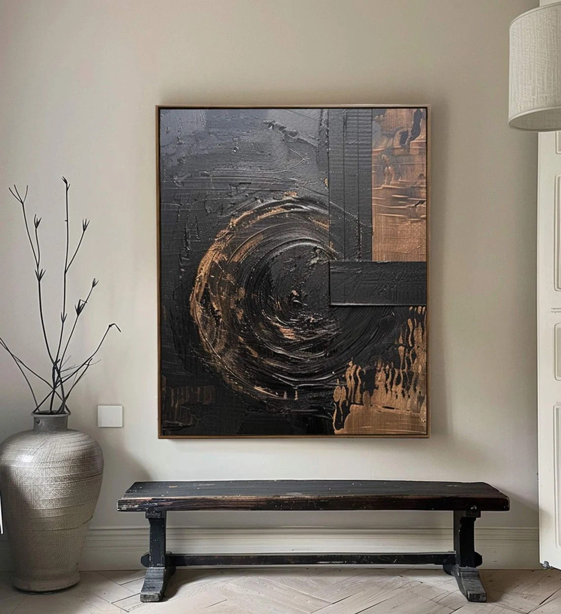 Textured Black Wabi-Sabi Wall Art Luxury Modern Canvas for Living Room, Bedroom, and Office Décor – Clue Art #293
