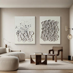 Modern Minimalist Wall Art Set of 2 for Living Room or Bedroom, Simple Abstract Design in Neutral Tones – Clue Art #657