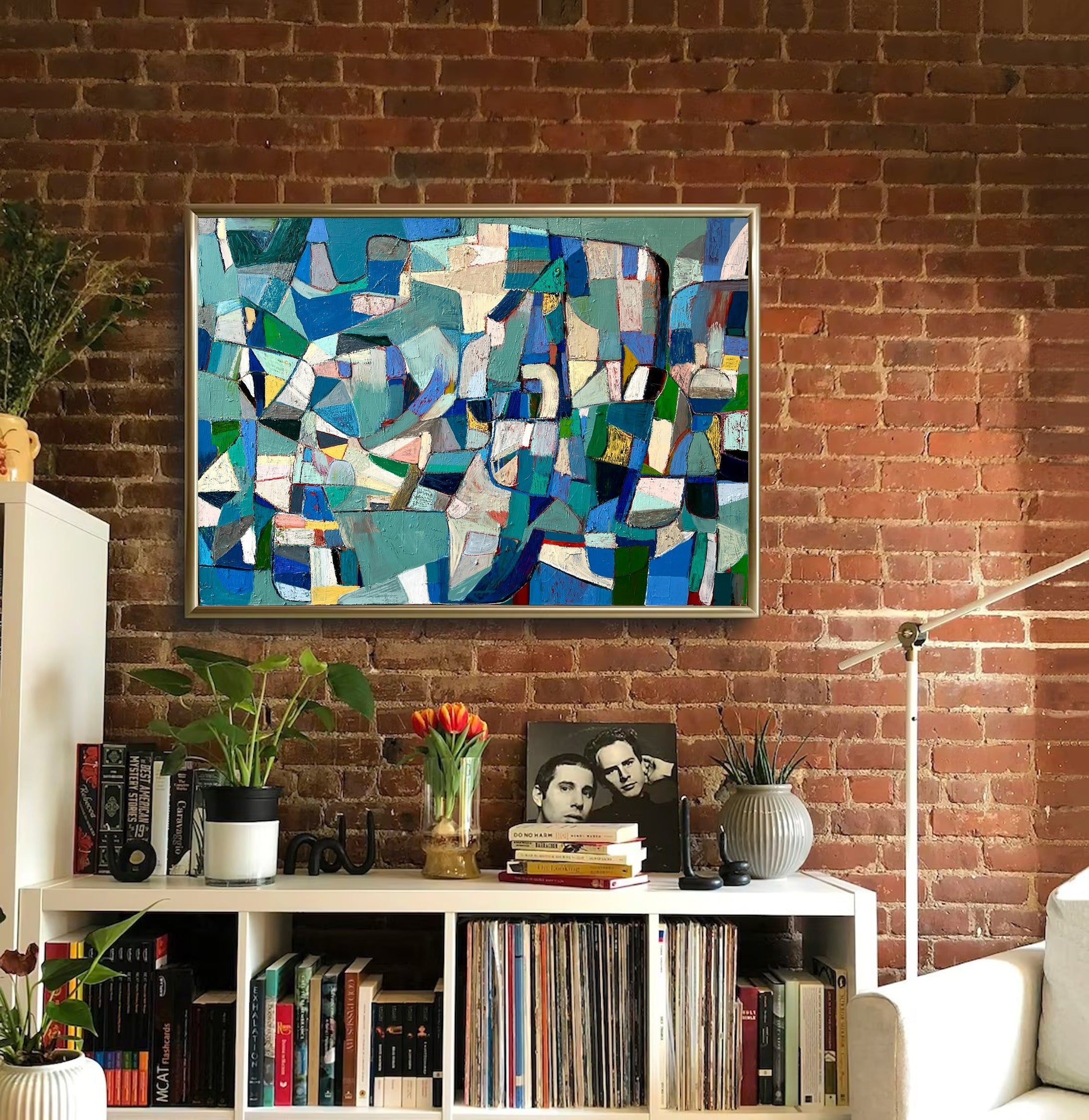 Mid-Century Modern Inspired Abstract Painting Minimalist Canvas Wall Art for Living Room, Bedroom, and Office Décor – Clue Art #235