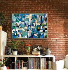 Mid-Century Modern Inspired Abstract Painting Minimalist Canvas Wall Art for Living Room, Bedroom, and Office Décor – Clue Art #235